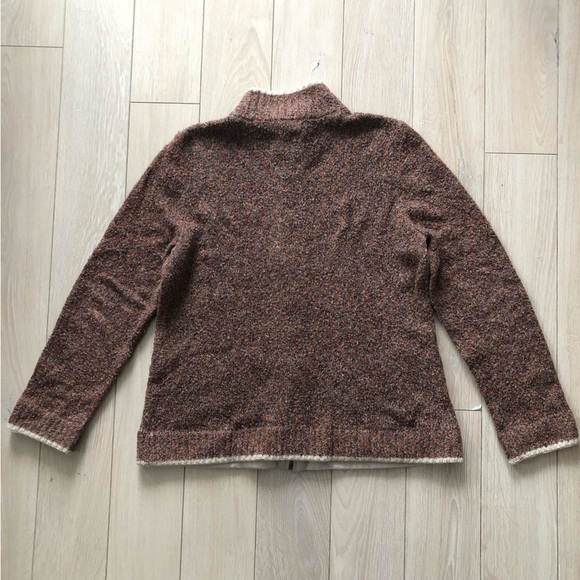 Vintage Christopher and Banks Textured Heather Zip Up Sweater in Orange & Brown - Picture 10 of 10